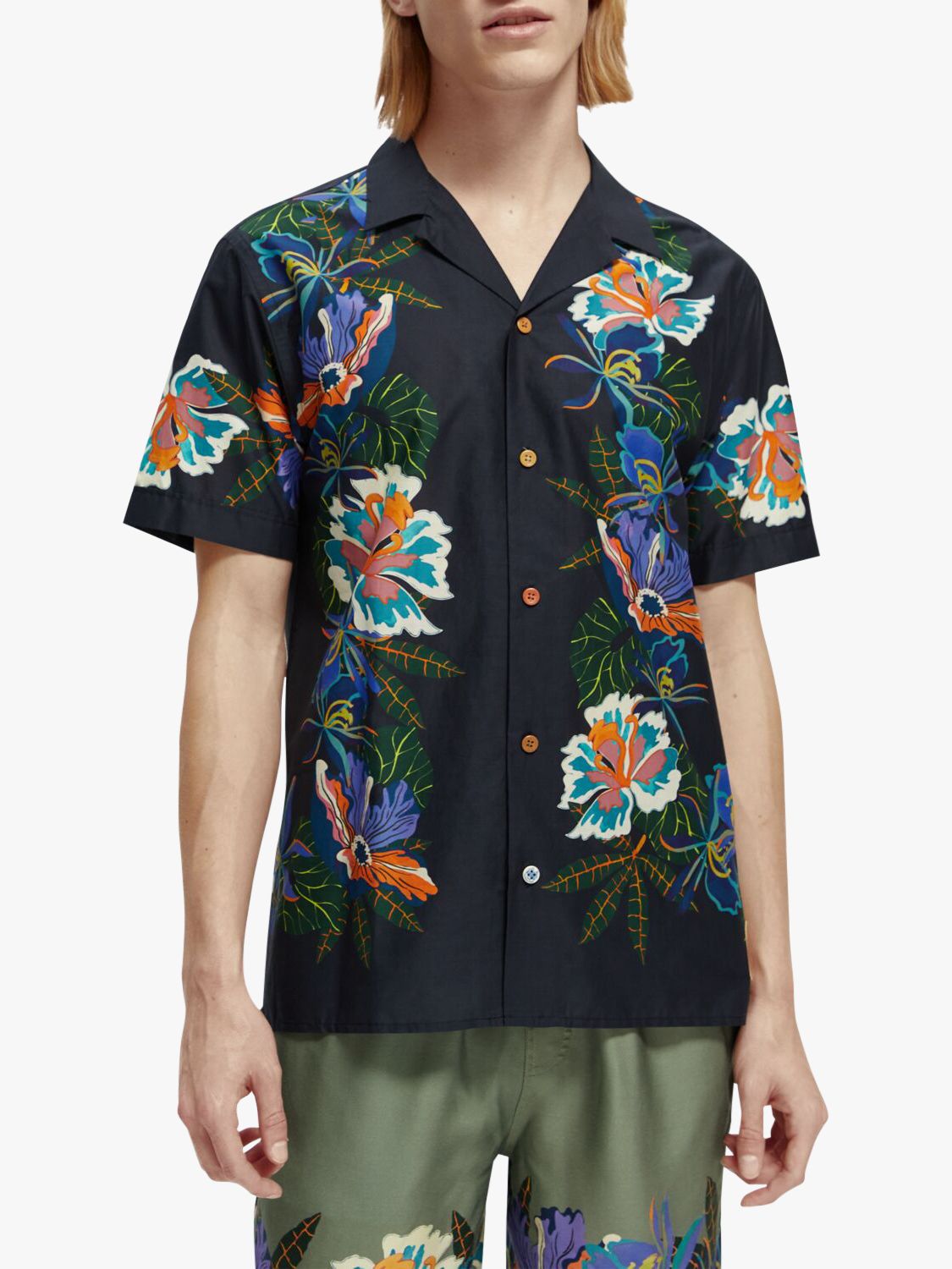 Scotch & Soda Organic Cotton Voile Printed Shirt, 5834 Border