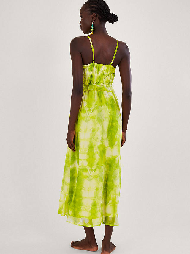 Monsoon Dalila Tie Dye Maxi Dress, Bright Green at John Lewis & Partners