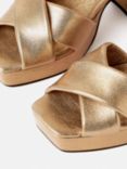 Jigsaw Hanna Leather Platform Block Heel Sandals, Gold, Gold