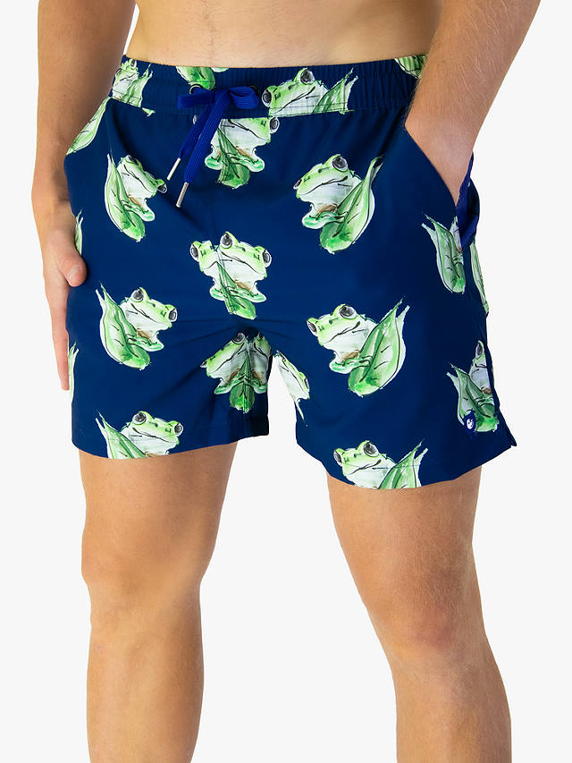 Randy Cow Frogs Swim Shorts with Waterproof Pocket, Navy/Multi