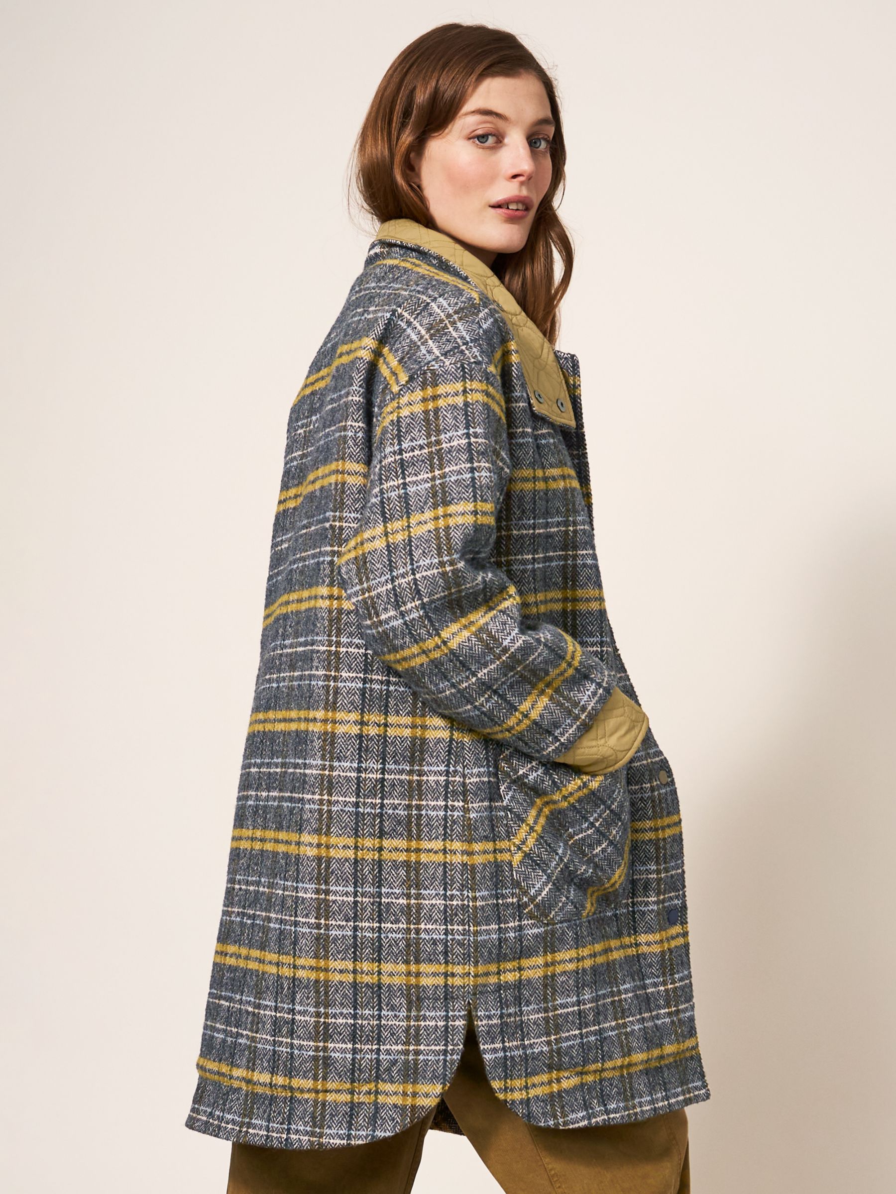 White Stuff Maddie Wool Blend Reversible Coat, Multi