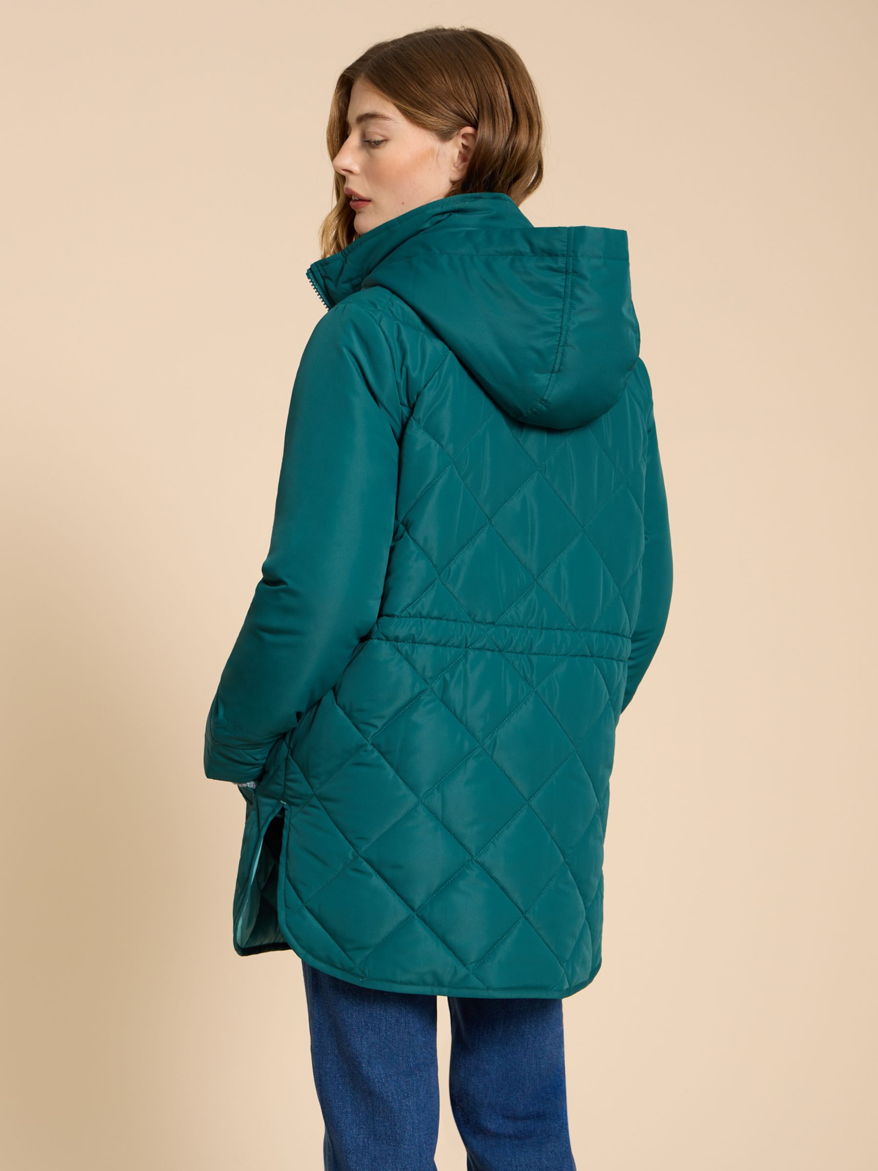 White Stuff Emilia Quilted Coat, Teal at John Lewis & Partners