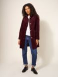 White Stuff Karla Velvet Coat, Plum