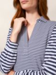 White Stuff Fran Stripe Cotton Shirt, Navy/White