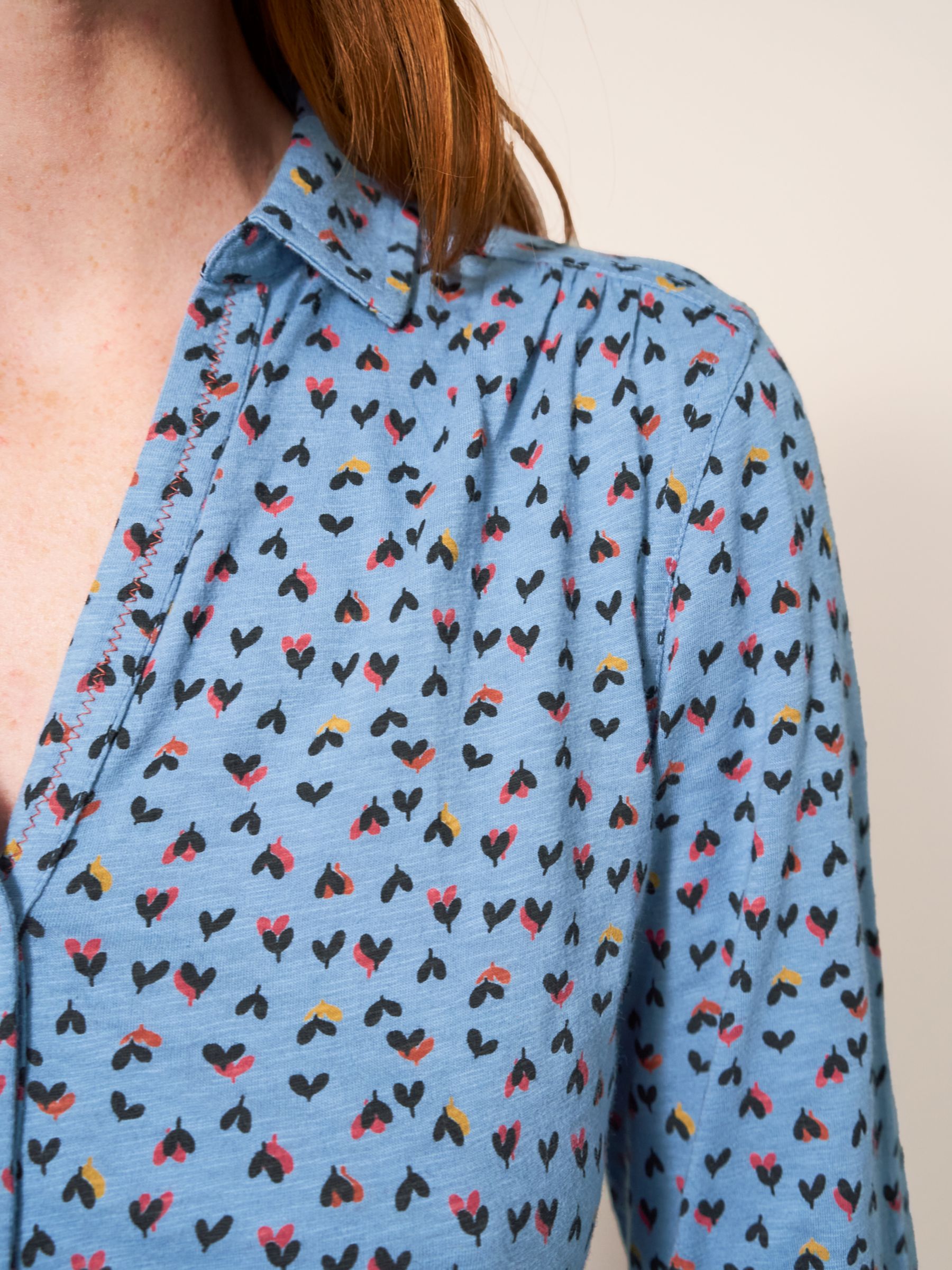 Buy White Stuff Annie Jersey Print Shirt, Teal/Multi Online at johnlewis.com