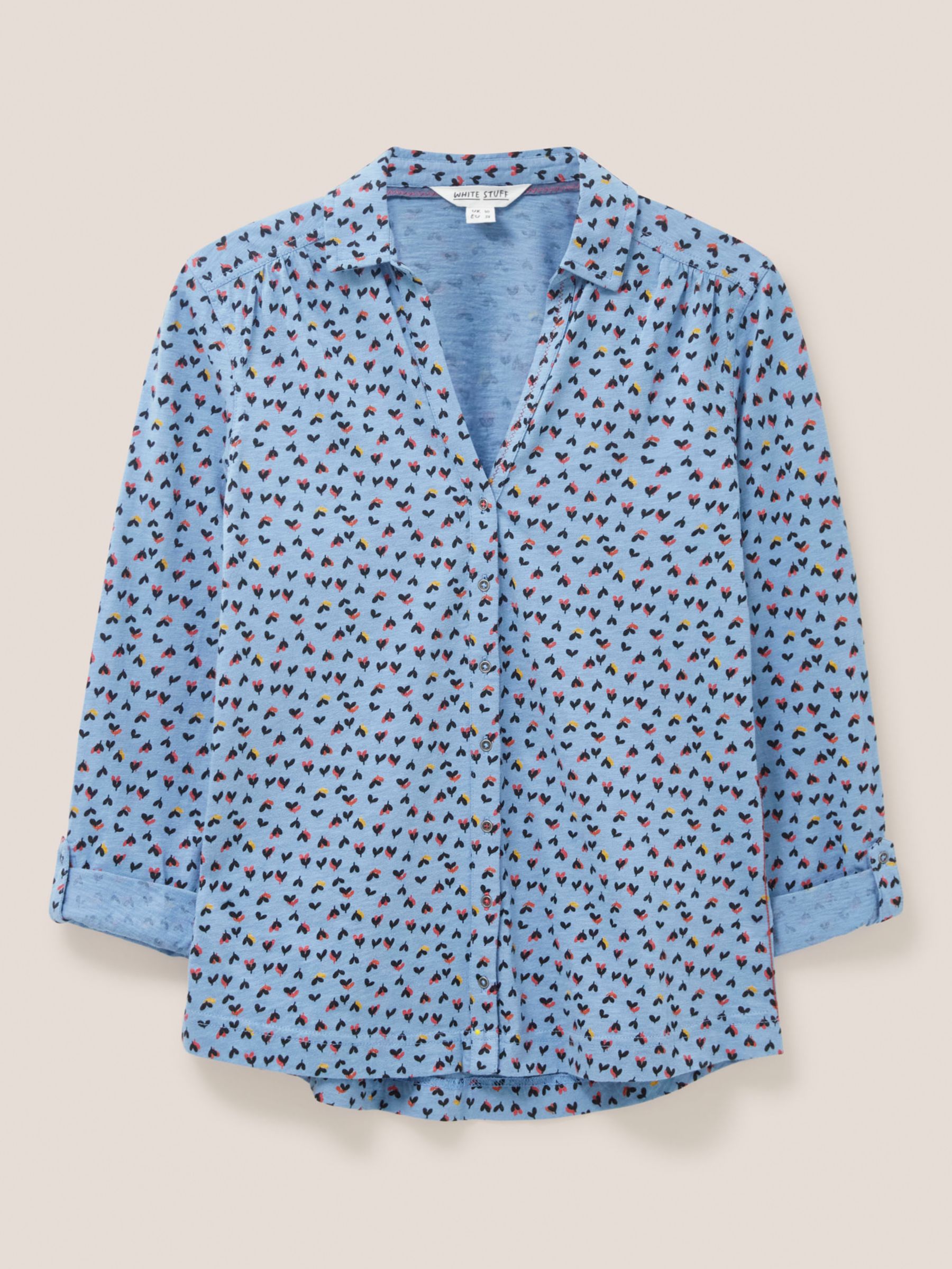 Buy White Stuff Annie Jersey Print Shirt, Teal/Multi Online at johnlewis.com