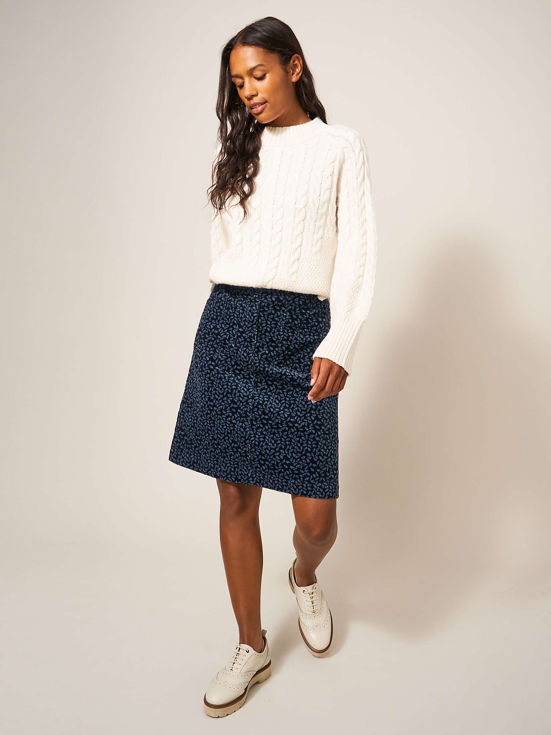 Buy White Stuff Melody Organic Cord Skirt, Grey Mlt Online at johnlewis.com