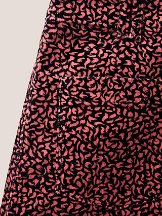White Stuff Abstract Print Organic Cotton Cord Skirt, Pink/Multi