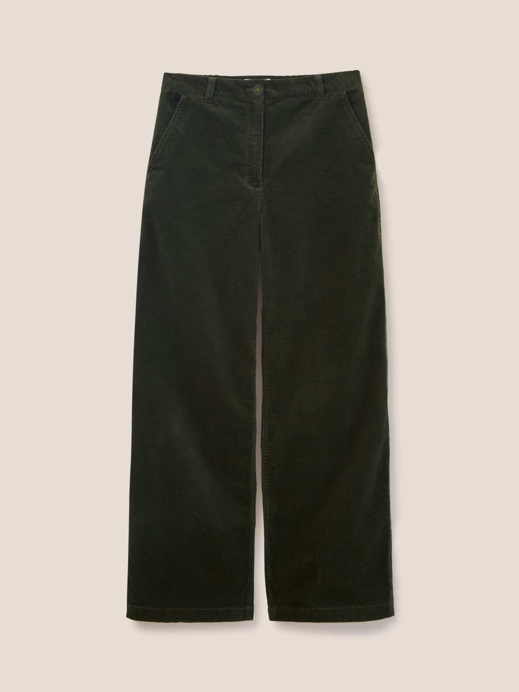 White Stuff Bella Corduroy Wide Leg Trousers, Khaki Green at John Lewis &  Partners