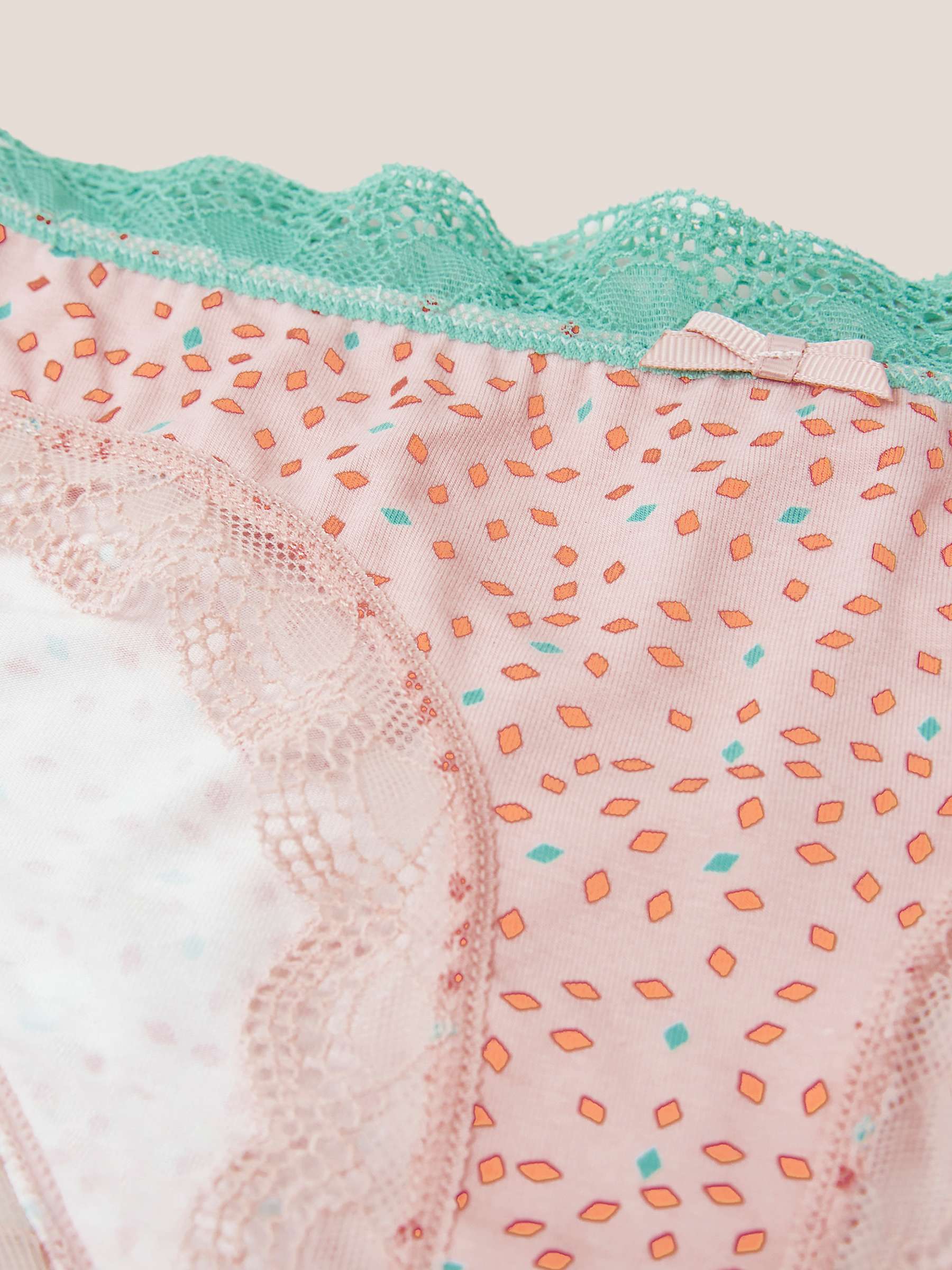 Buy White Stuff Lace Detailing Abstract Knickers, Pink/Multi Online at johnlewis.com