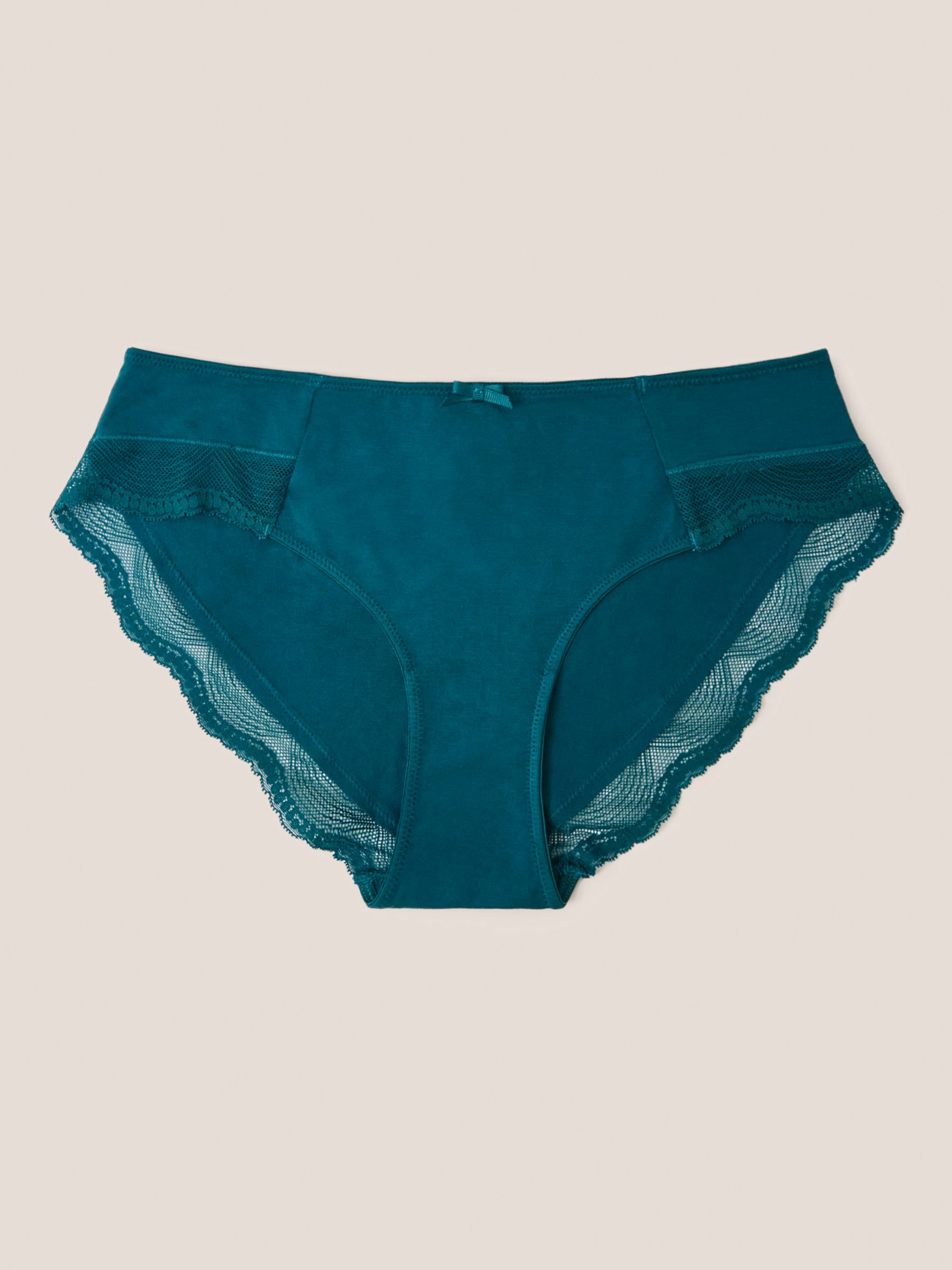 White Stuff Lace Trim Shortie Knickers, Mid Teal, XXL