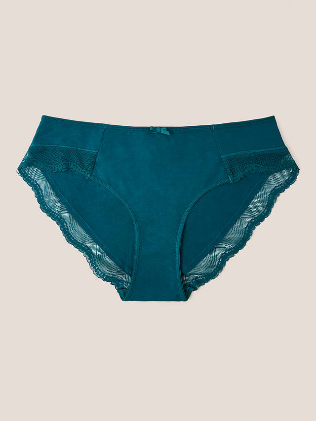 White Stuff Lace Trim Shortie Knickers, Mid Teal
