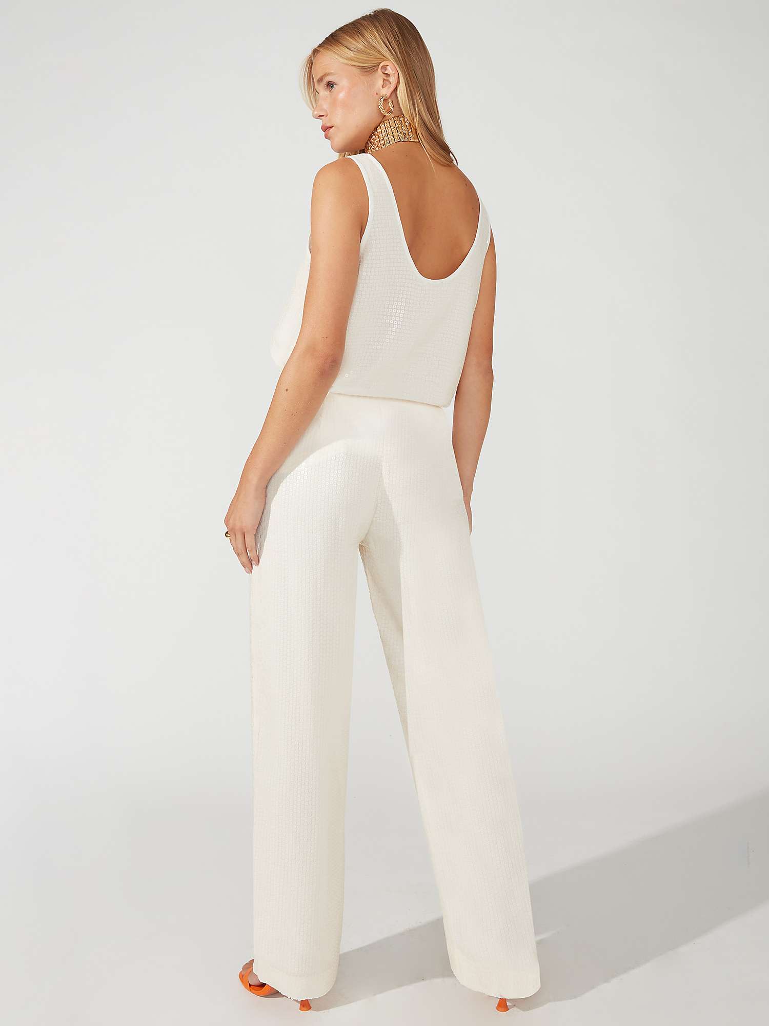 Buy Ro&Zo Sequin Trousers, Ivory Online at johnlewis.com