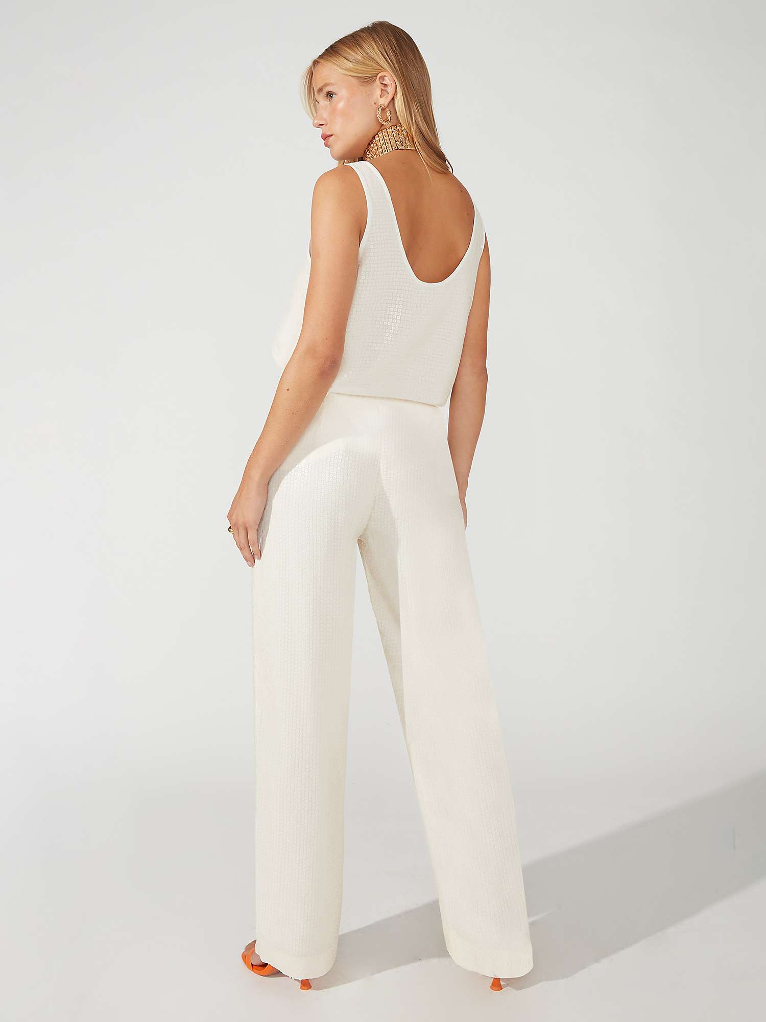 Buy Ro&Zo Sequin Trousers, Ivory Online at johnlewis.com
