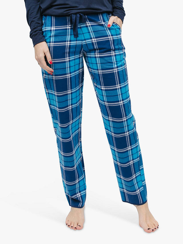 Cyberjammies Check Print Pyjama Bottoms, Dark Blue at John Lewis & Partners