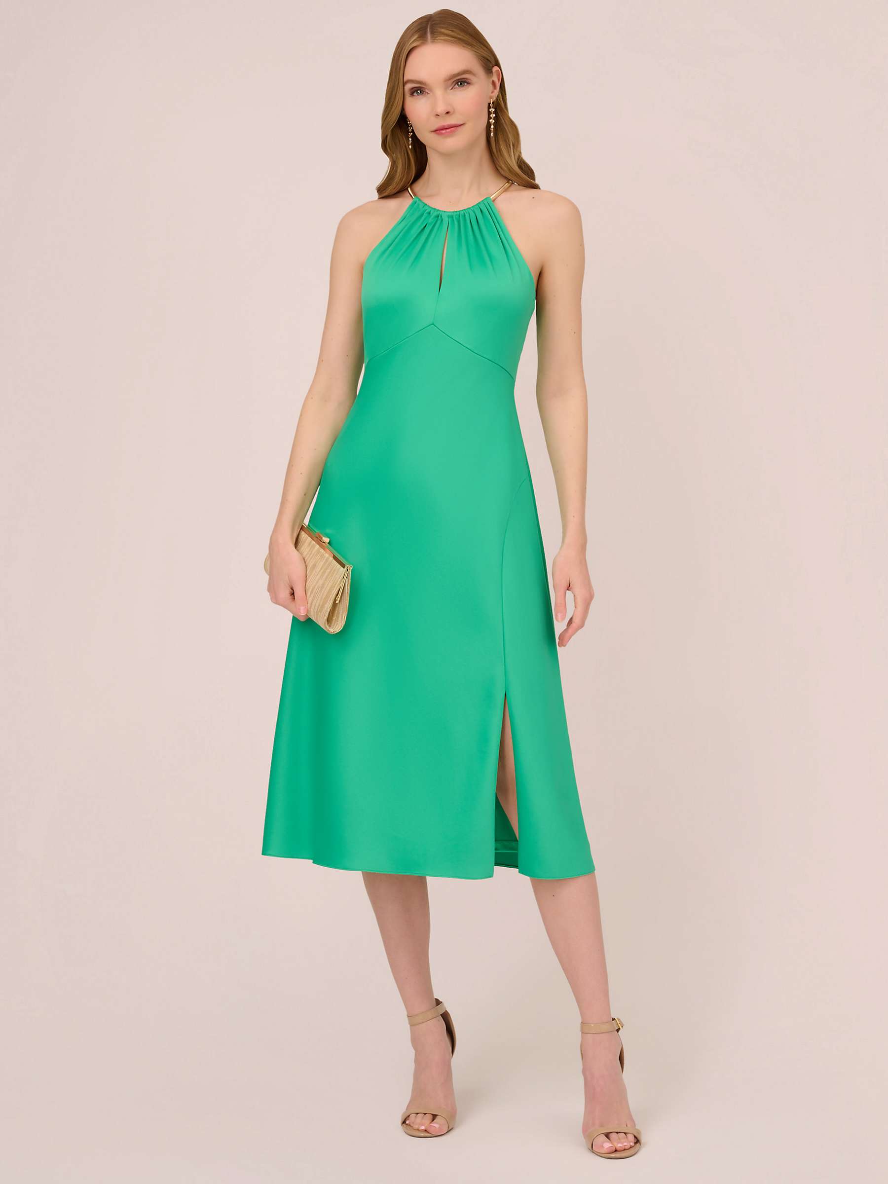 Buy Adrianna Papell Satin Crepe Halterneck Dress Online at johnlewis.com