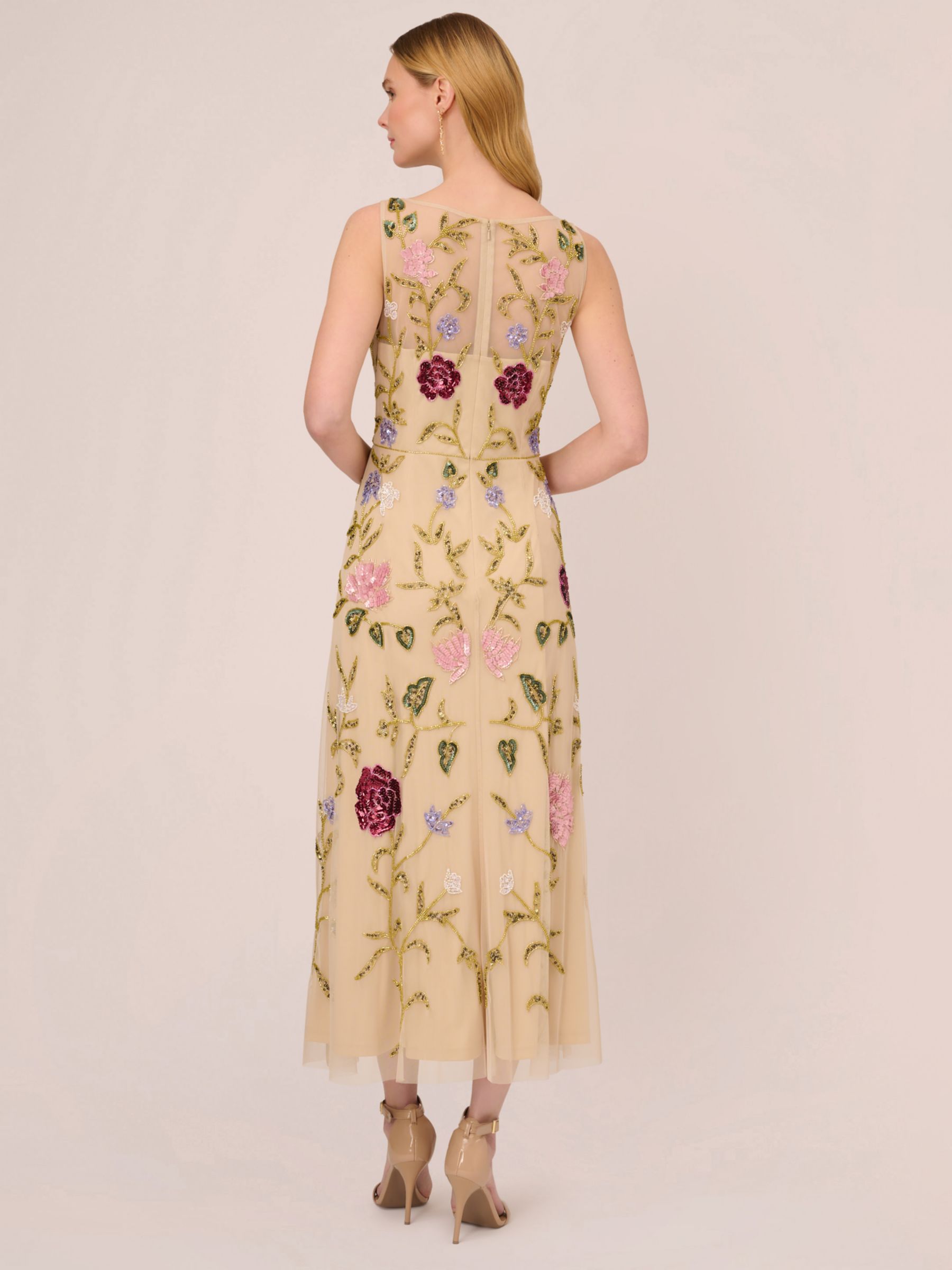 Buy Adrianna Papell Beaded Ankle Length Dress, Light Champagne Online at johnlewis.com