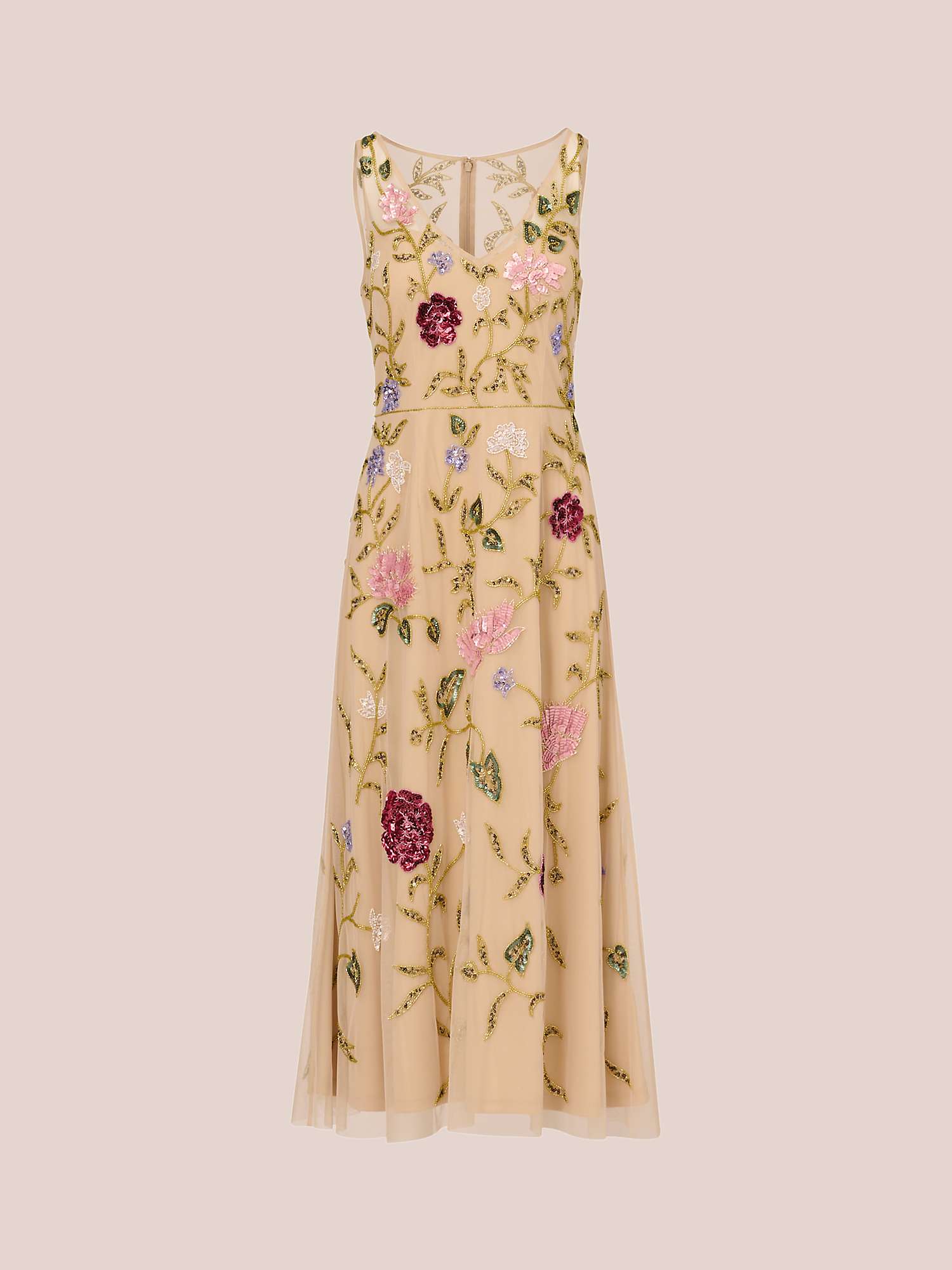 Buy Adrianna Papell Beaded Ankle Length Dress, Light Champagne Online at johnlewis.com