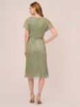 Adrianna Papell Metallic Crinkle Ruffle Dress, Green Slate