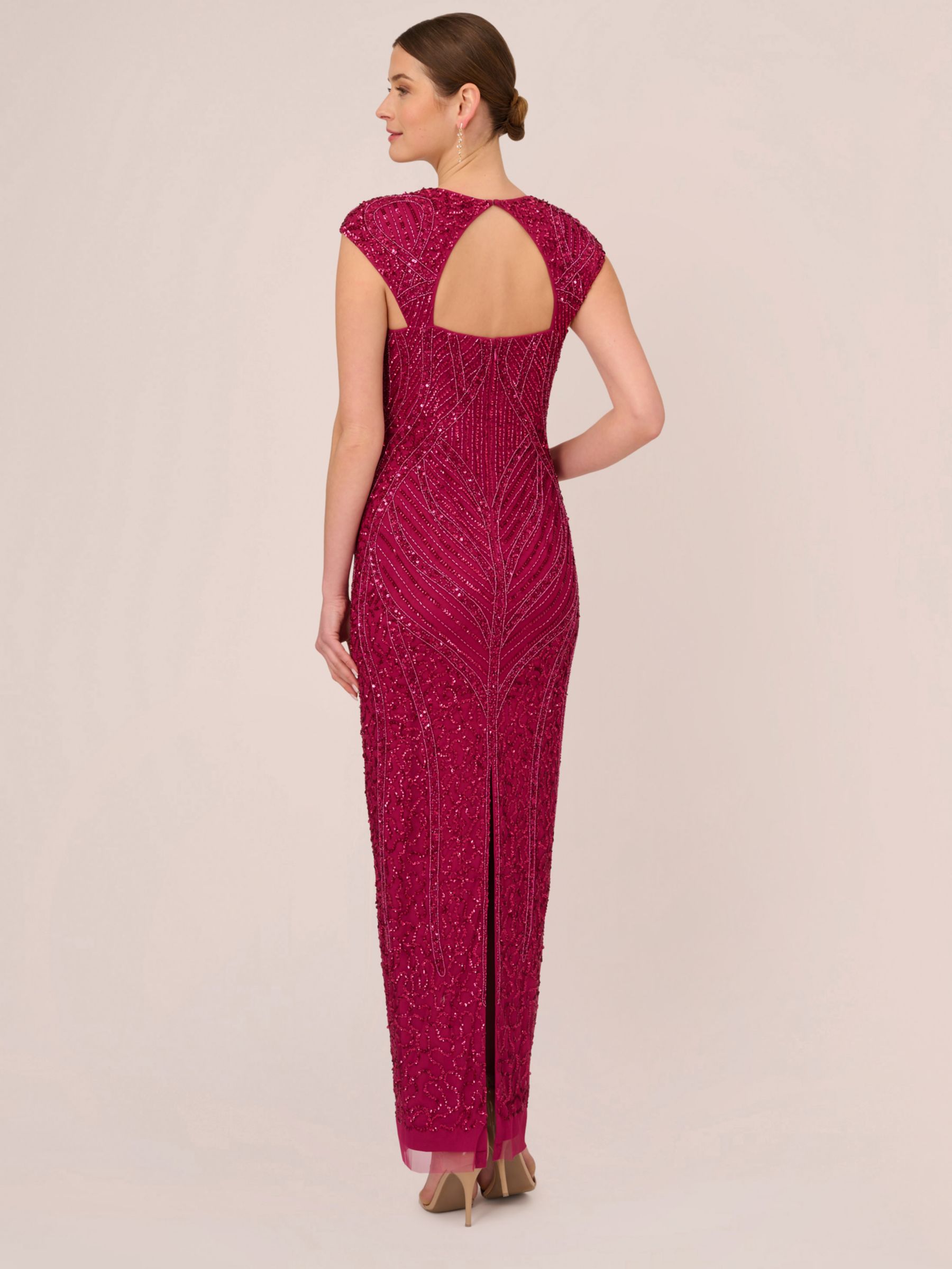 Buy Adrianna Papell Beaded Column Gown Dress, Magenta Online at johnlewis.com