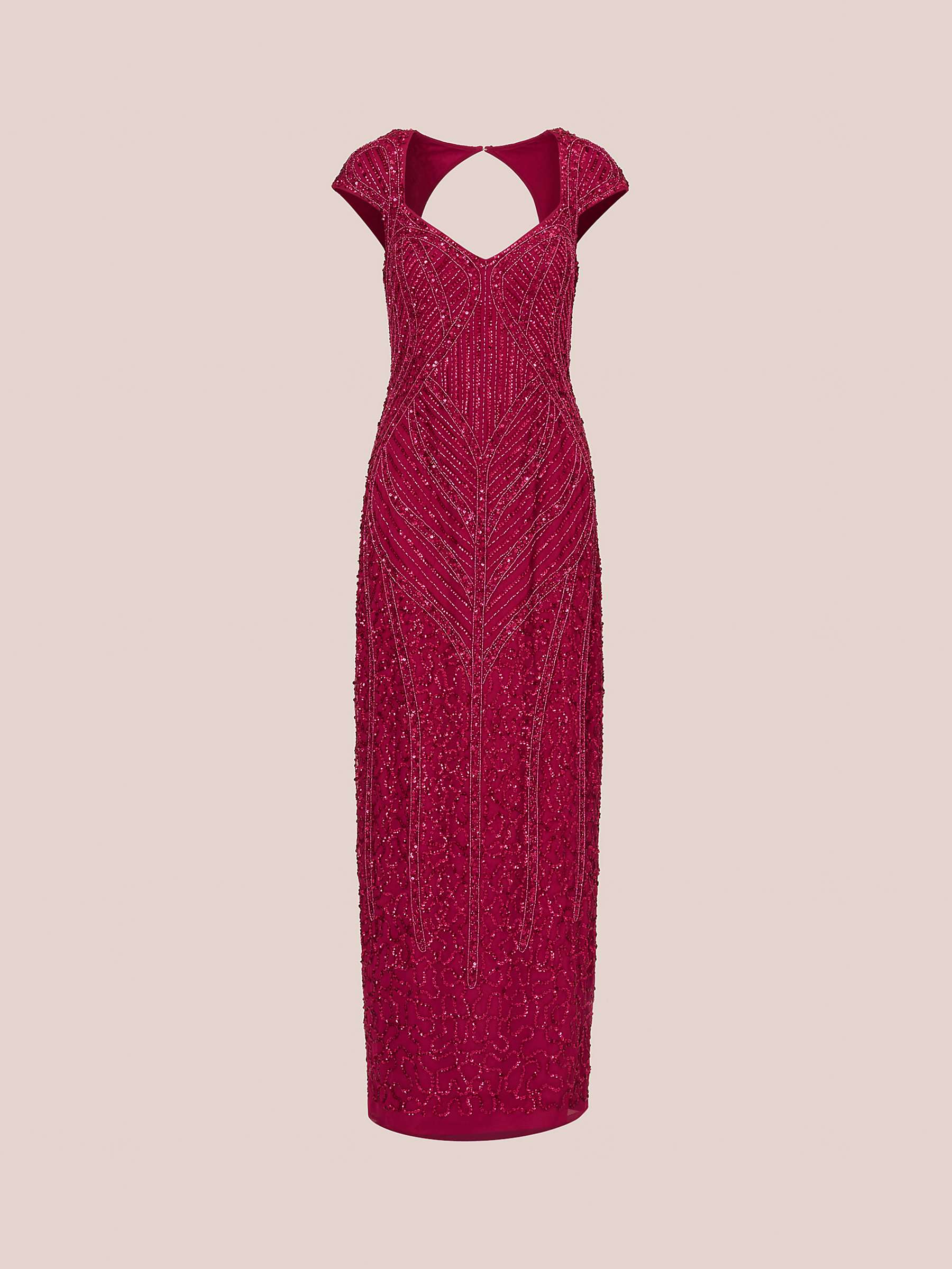 Buy Adrianna Papell Beaded Column Gown Dress, Magenta Online at johnlewis.com