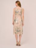 Adrianna Papell Foil Embroidery Dress, Champagne/Mint Multi