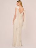 Adrianna Papell Leaf Beaded Long Dress, Ivory/Pearl, Ivory/Pearl