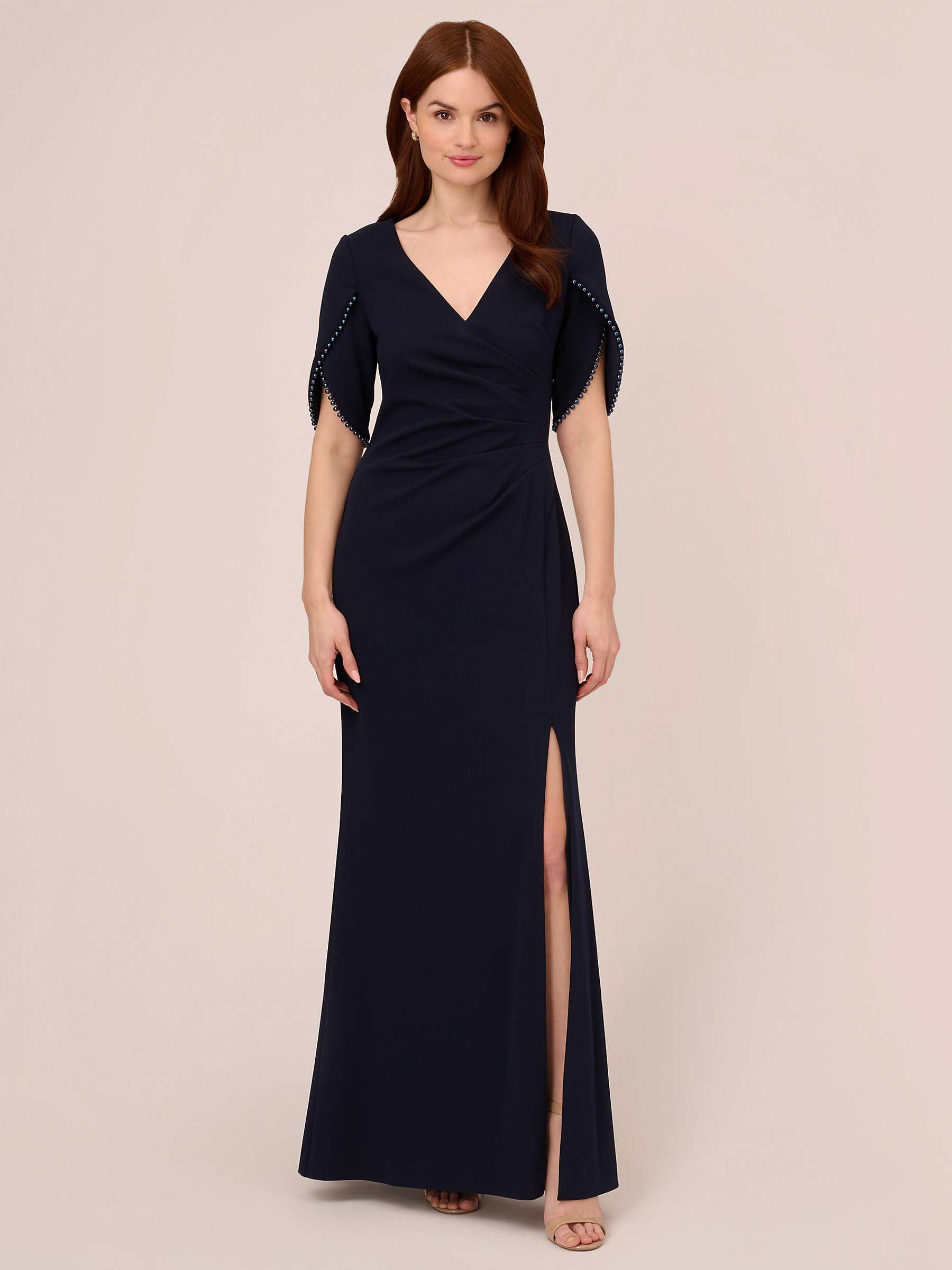 Buy Adrianna Papell Pearl Trim Knit Maxi Dress, Midnight Online at johnlewis.com