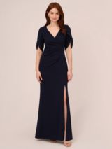 Adrianna Papell Beaded Yoke Chiffon Maxi Dress Midnight at John