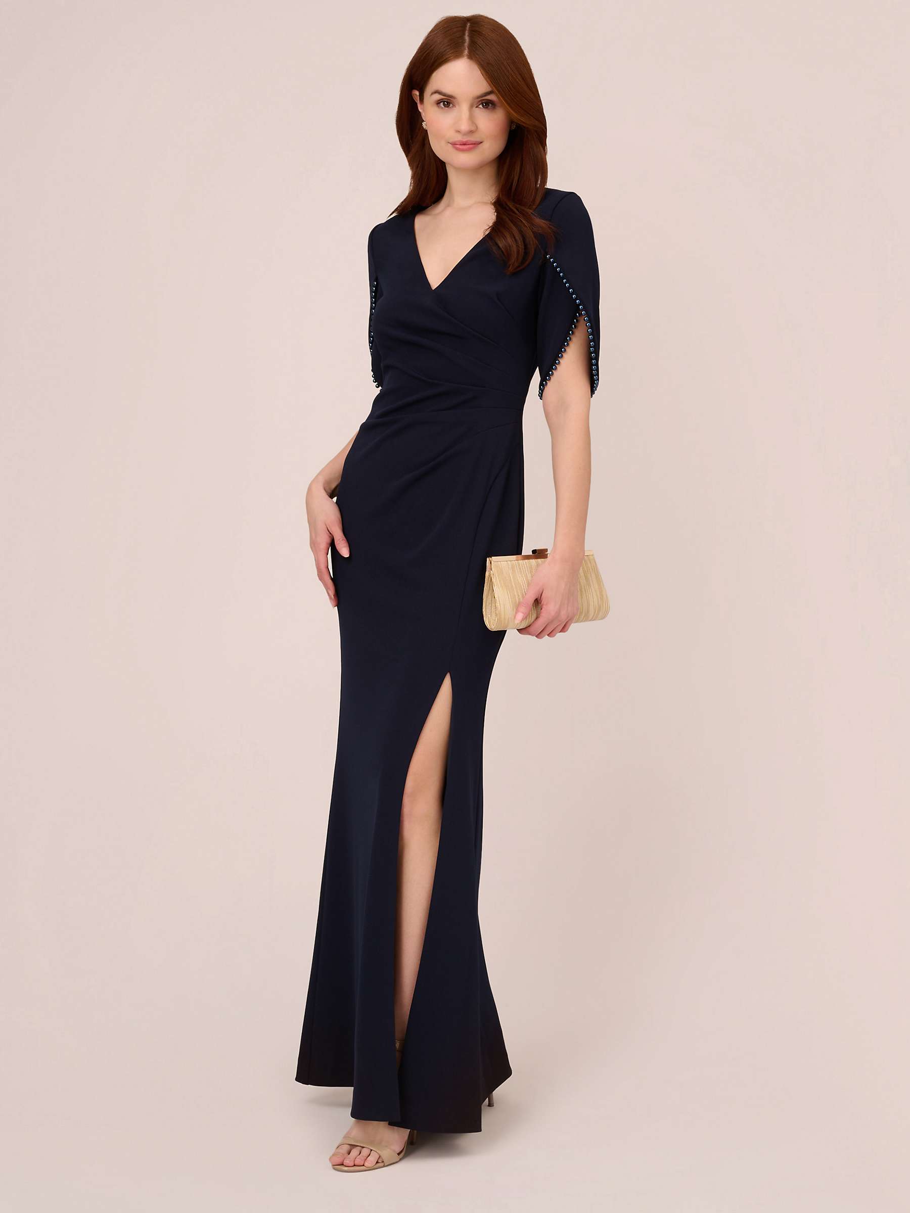 Buy Adrianna Papell Pearl Trim Knit Maxi Dress, Midnight Online at johnlewis.com