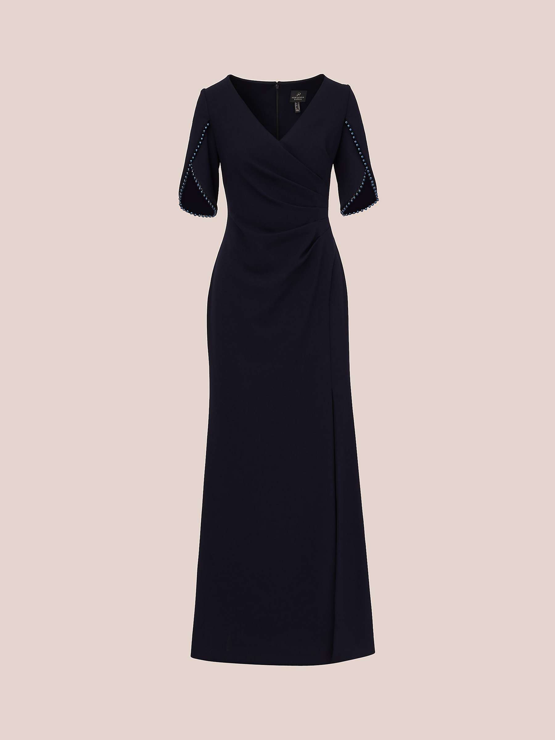 Buy Adrianna Papell Pearl Trim Knit Maxi Dress, Midnight Online at johnlewis.com