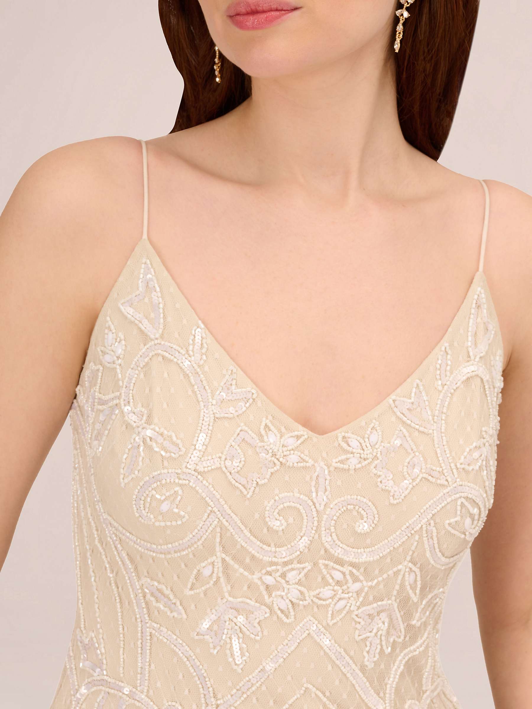 Buy Adrianna Papell Beaded Mini Dress, Ivory/Pearl Online at johnlewis.com
