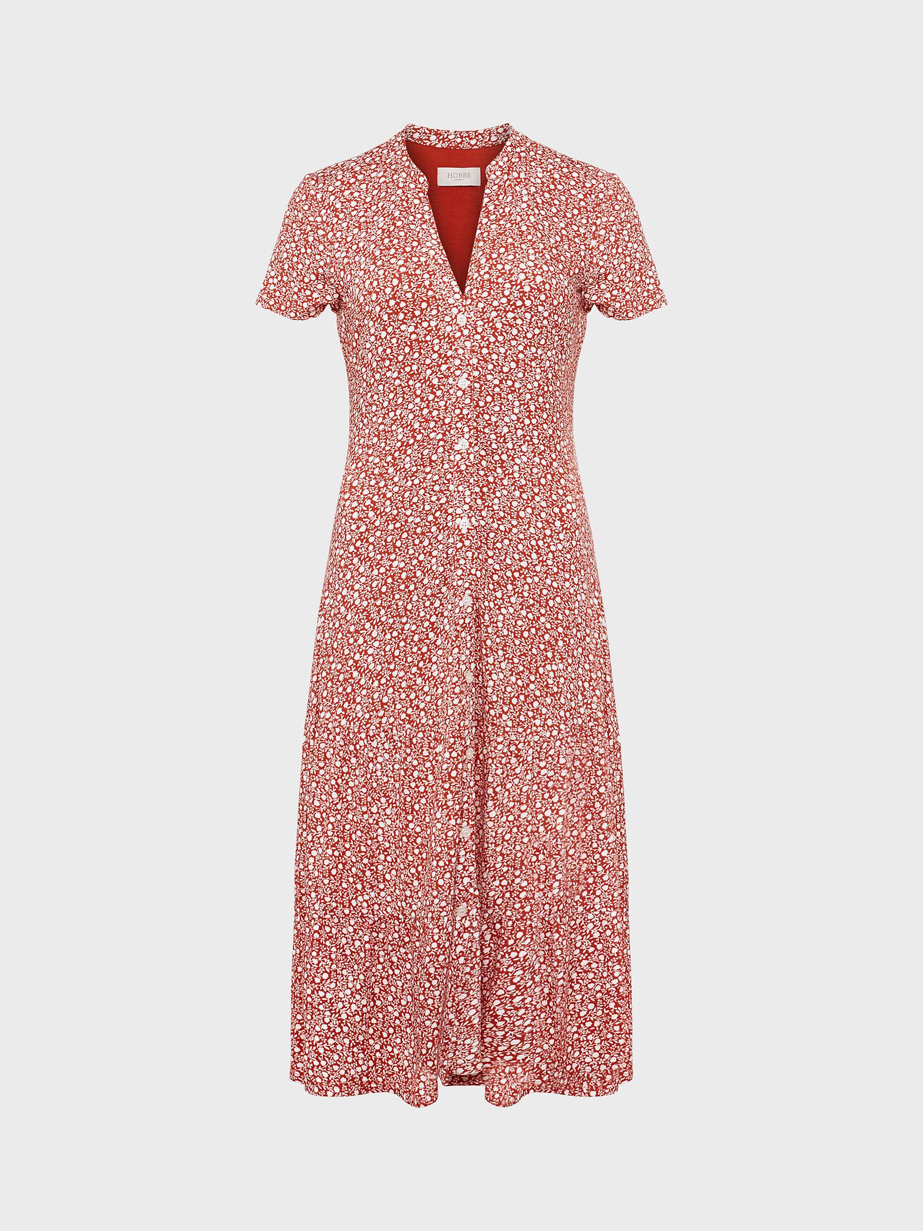 Buy Hobbs Petite Jacinta Ditsy Print Midi Dress, Apricot/Ivory Online at johnlewis.com