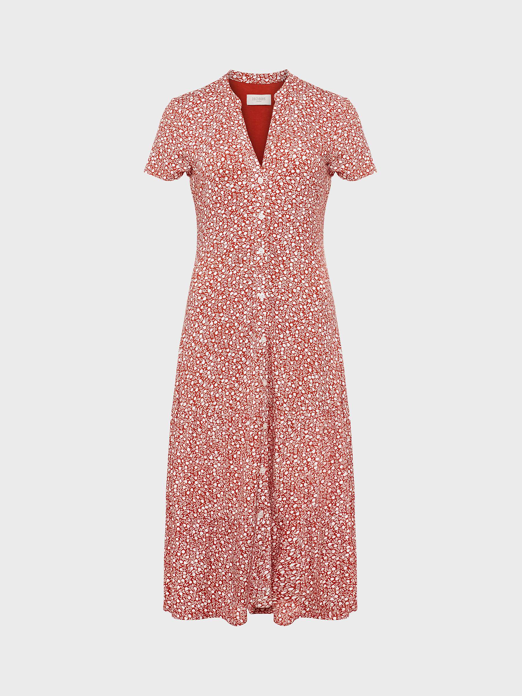 Buy Hobbs Jacinta Midi Floral Dress, Apricot/Ivory Online at johnlewis.com