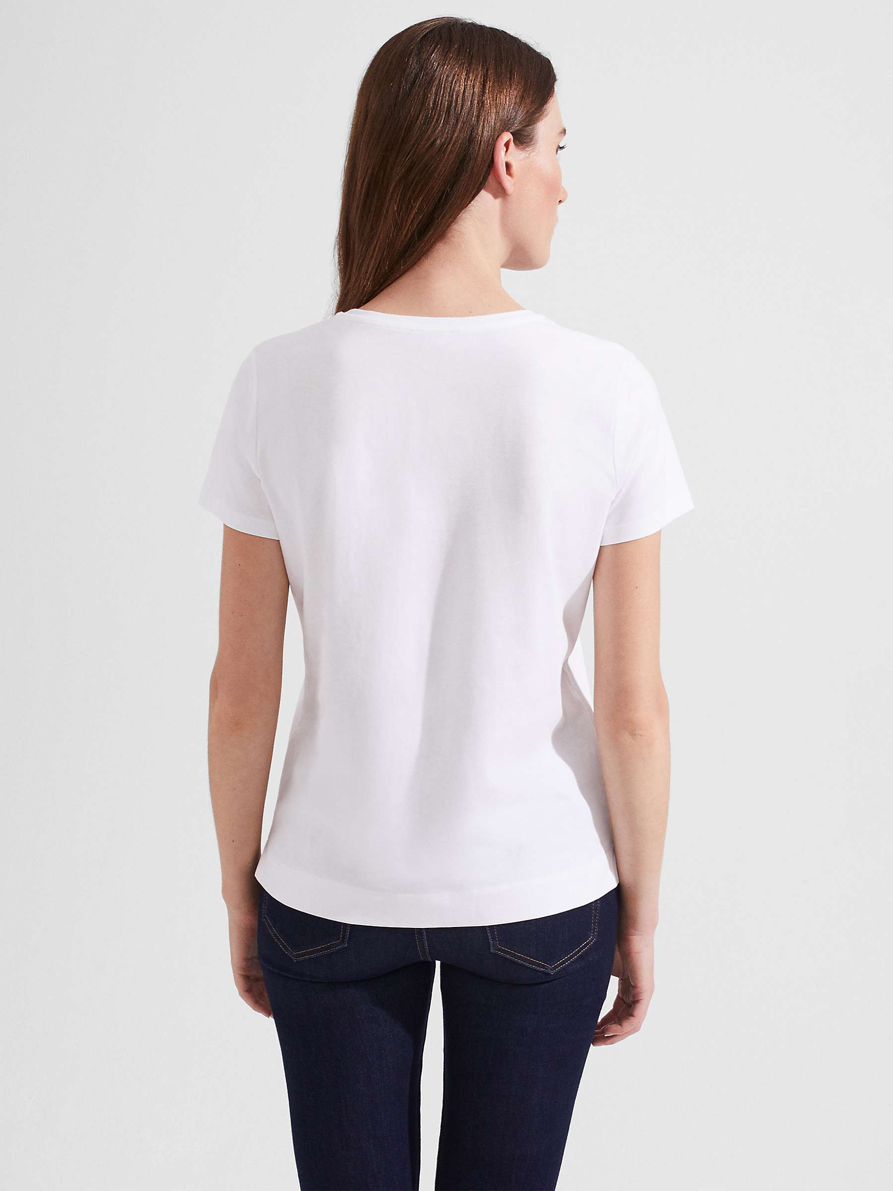 Buy Hobbs Jamie Embroidered T-Shirt, White/Multi Online at johnlewis.com