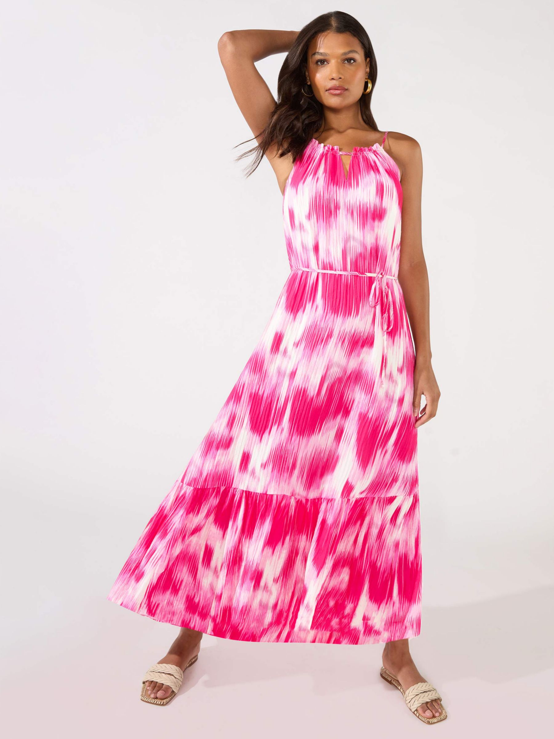 Ro&Zo Petite Tie Dye Maxi Dress, Pink at John Lewis & Partners