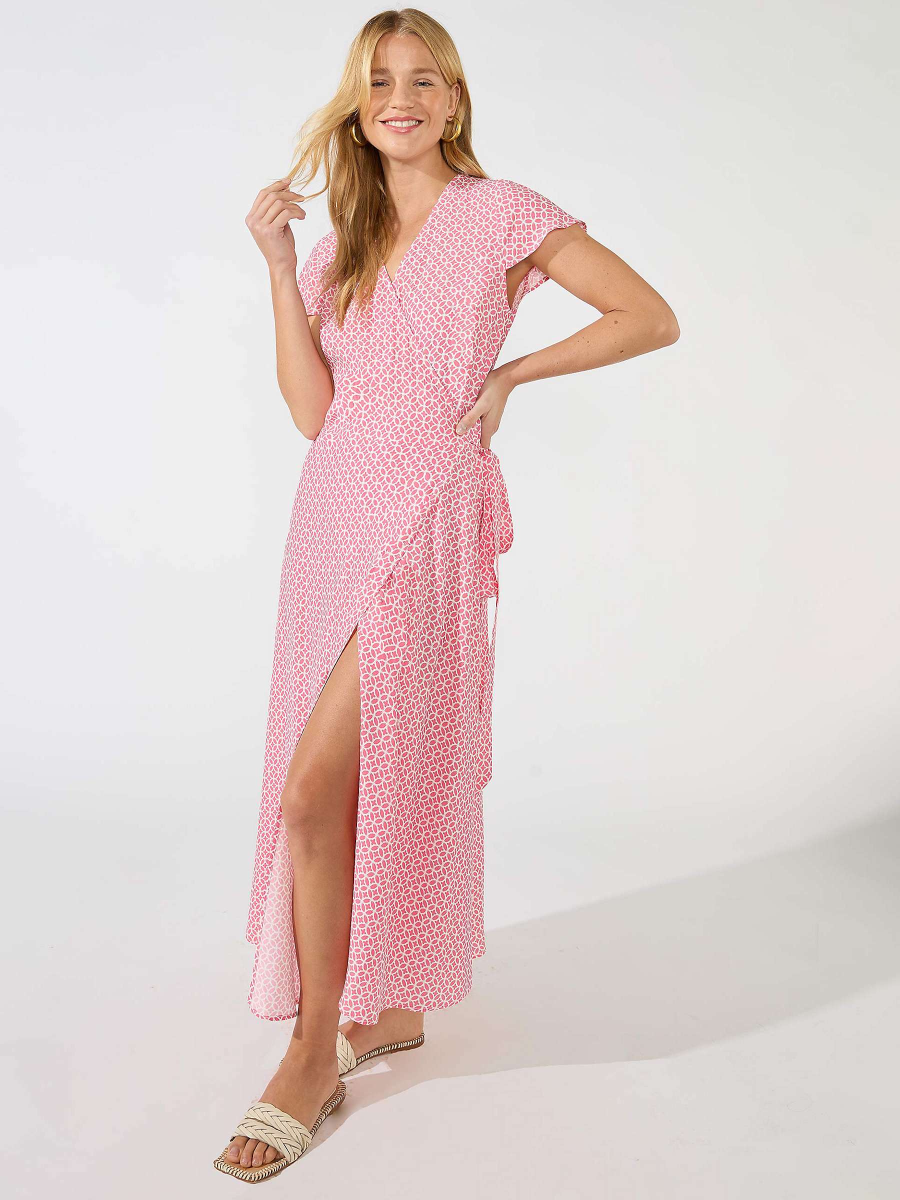 Buy Ro&Zo Wrap Graphic Print Midi Dress, Pink Online at johnlewis.com