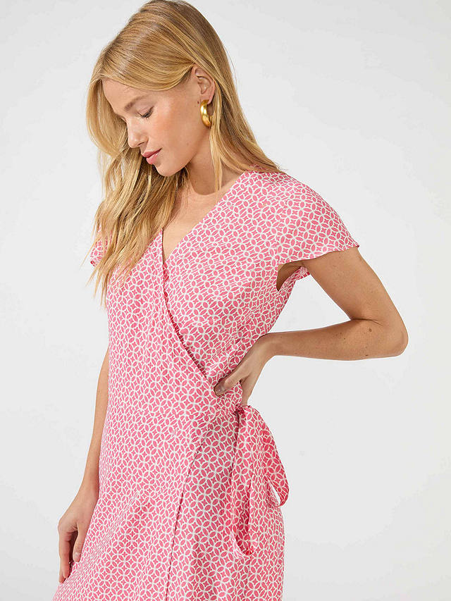 Ro&Zo Wrap Graphic Print Midi Dress, Pink
