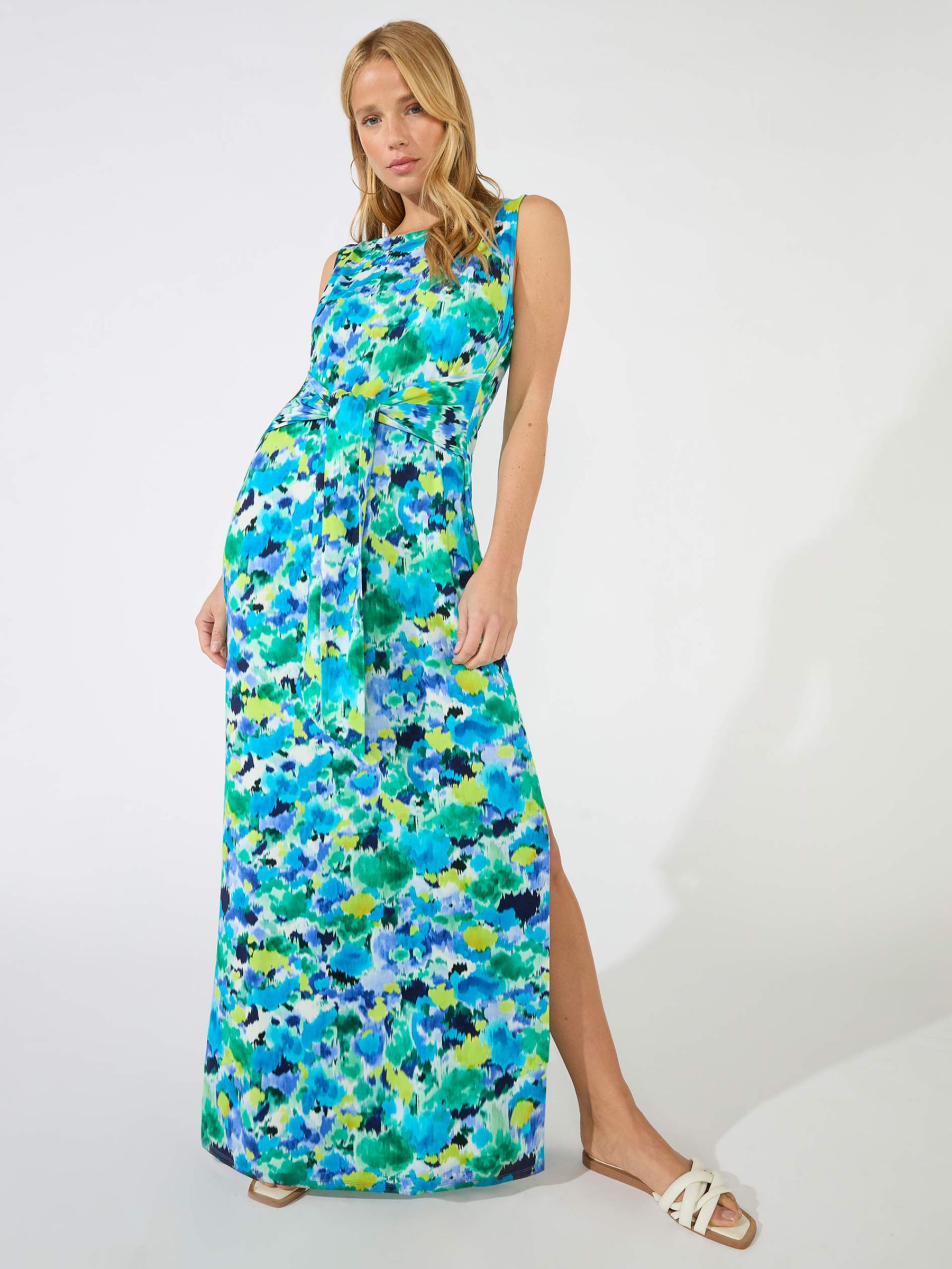 Ro&Zo Abstract Print Jersey Maxi Dress, Blue at John Lewis & Partners