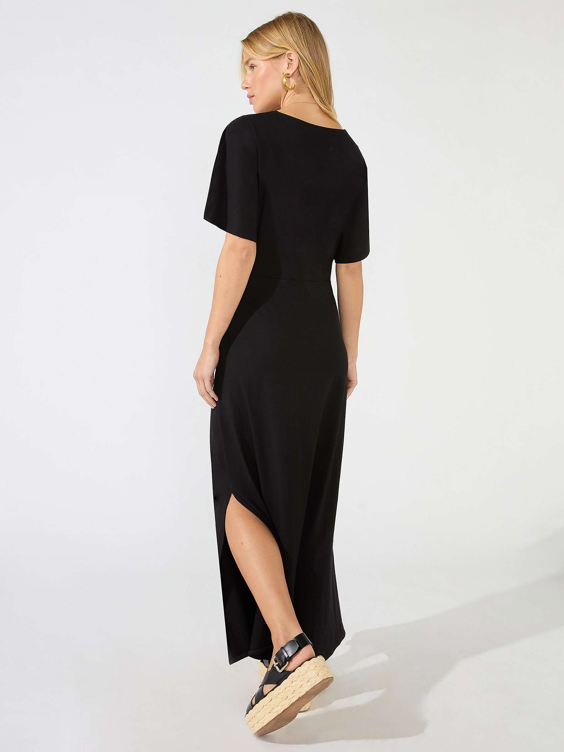 Buy Ro&Zo Jersey V-Neck Button Front Maxi Dress, Black Online at johnlewis.com