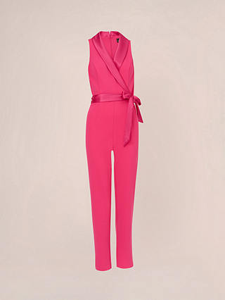 Adrianna Papell Knit Crepe Tuxedo Jumpsuit, Cabaret Pink