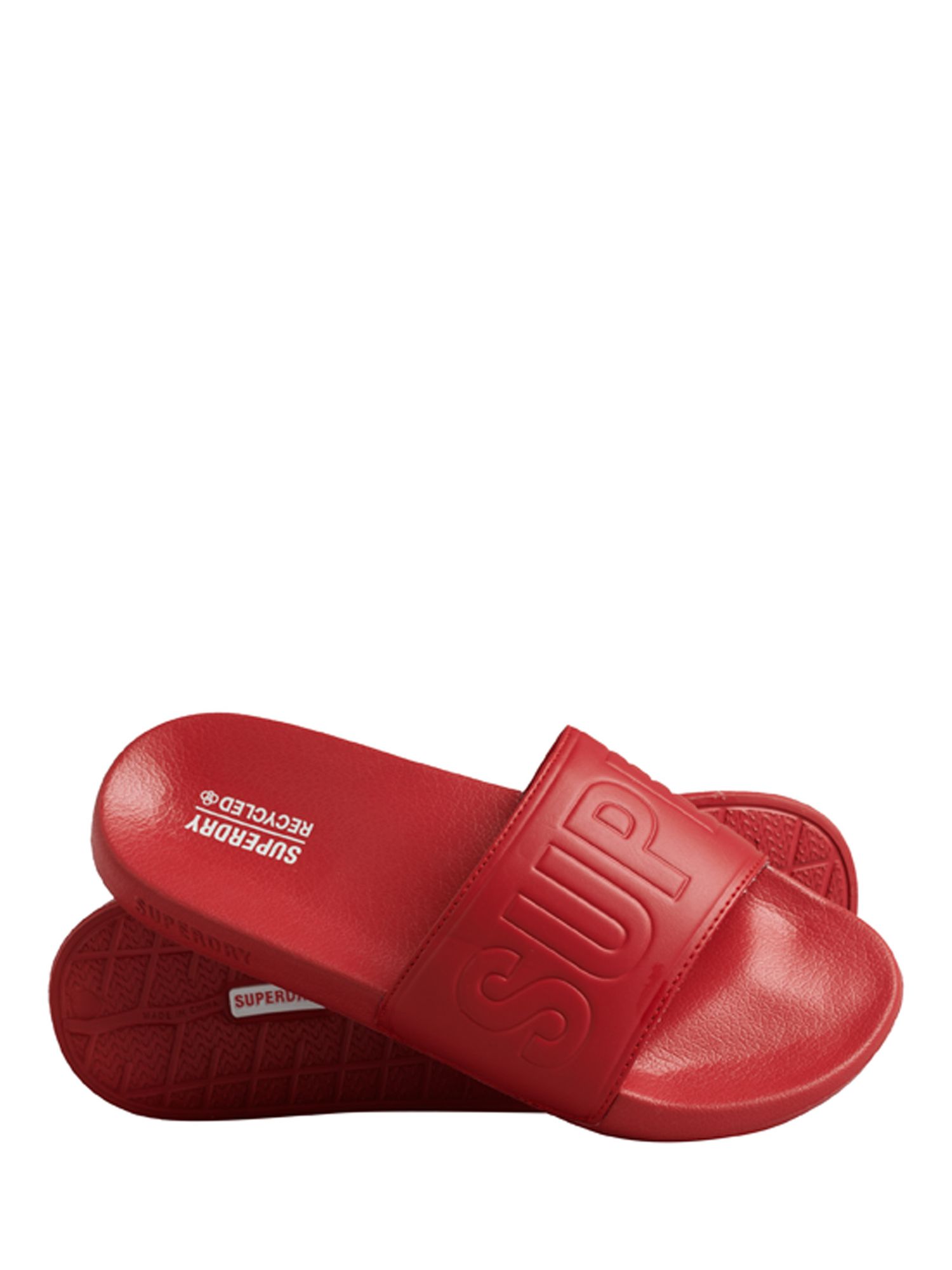 SUPERDRY WOMANS M 7/8 cherry red pool slides *NIB*