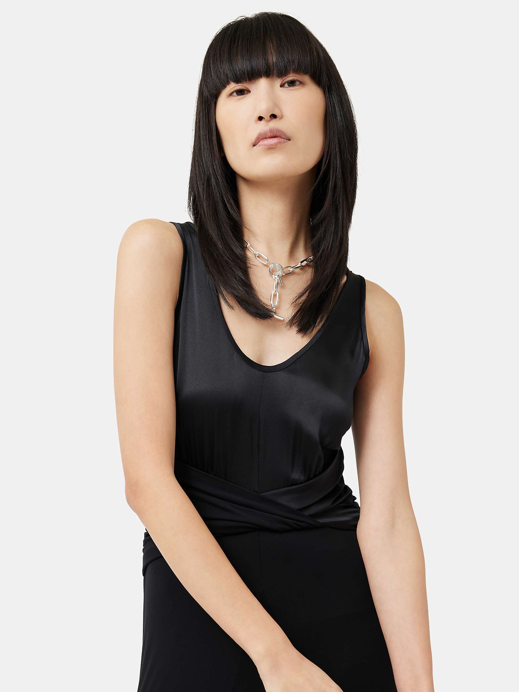 Buy Jigsaw Jersey Silk Front Twist Dress, Black Online at johnlewis.com