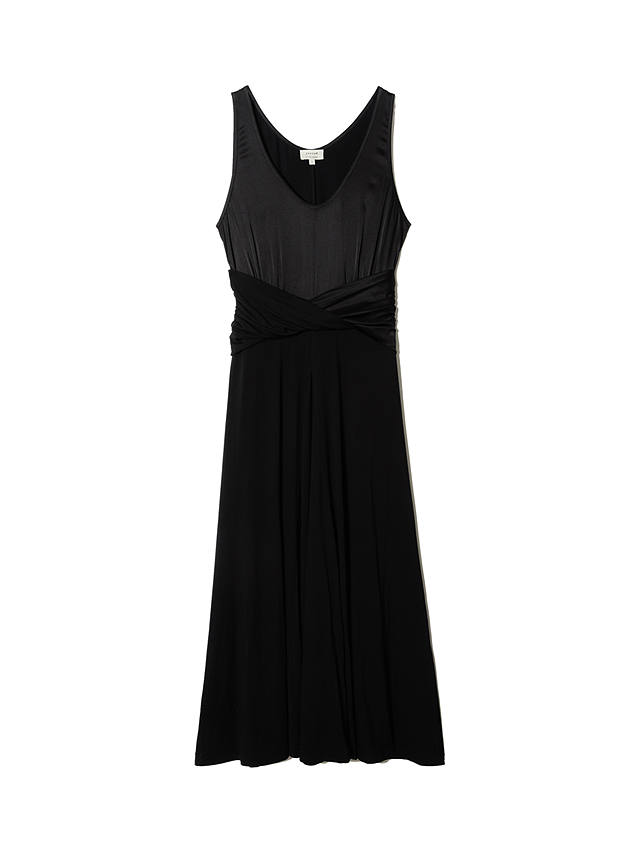 Jigsaw Jersey Silk Front Twist Dress, Black