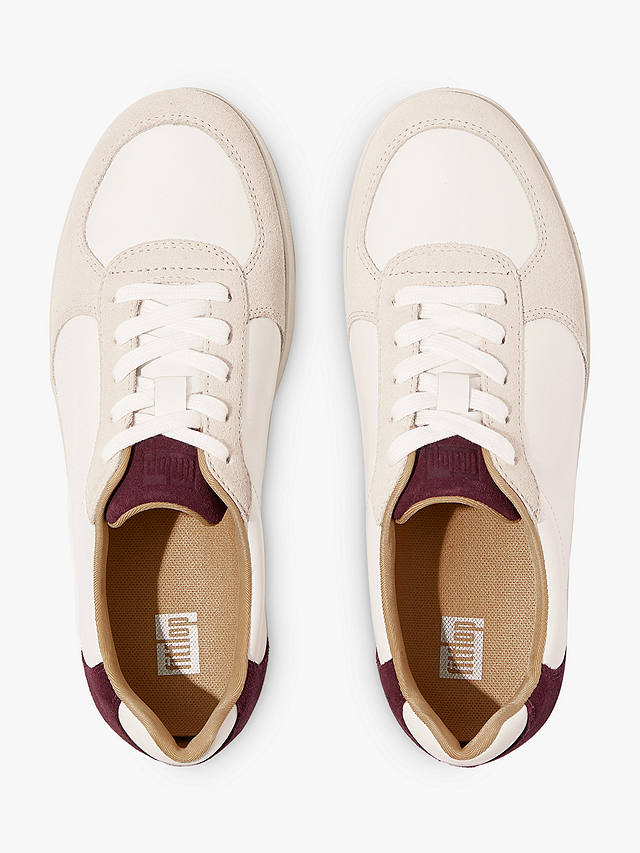 FitFlop Rally Leather Trainers, White/Purple