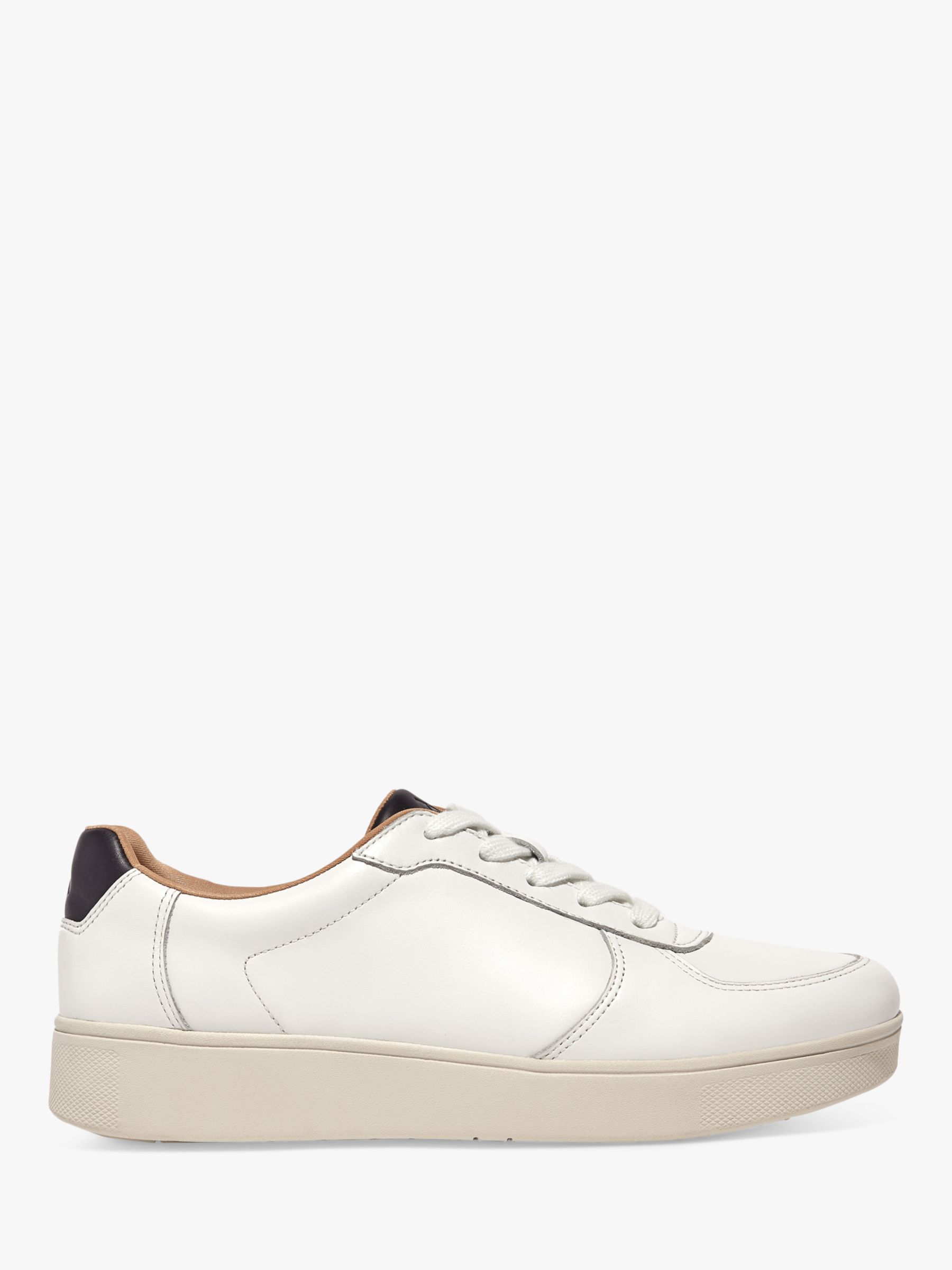 FitFlop Rally Leather Trainers, Urban White/Navy at John Lewis & Partners