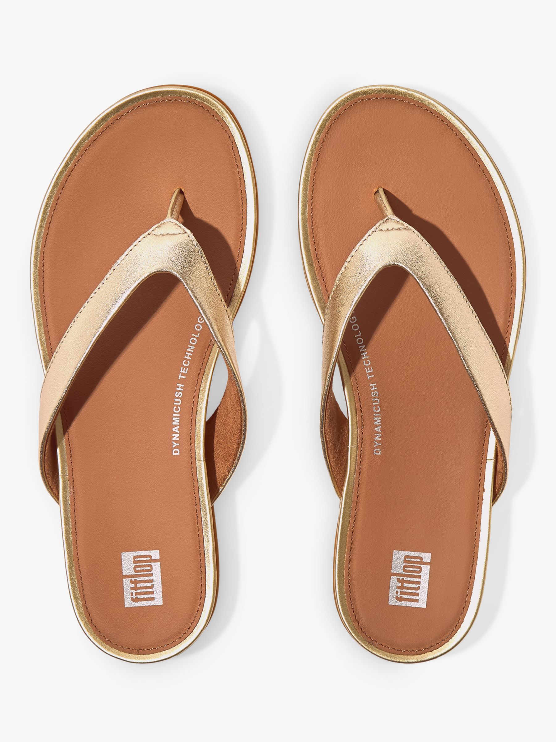 FitFlop Gracie Leather Flip Flops, Platino at John Lewis & Partners