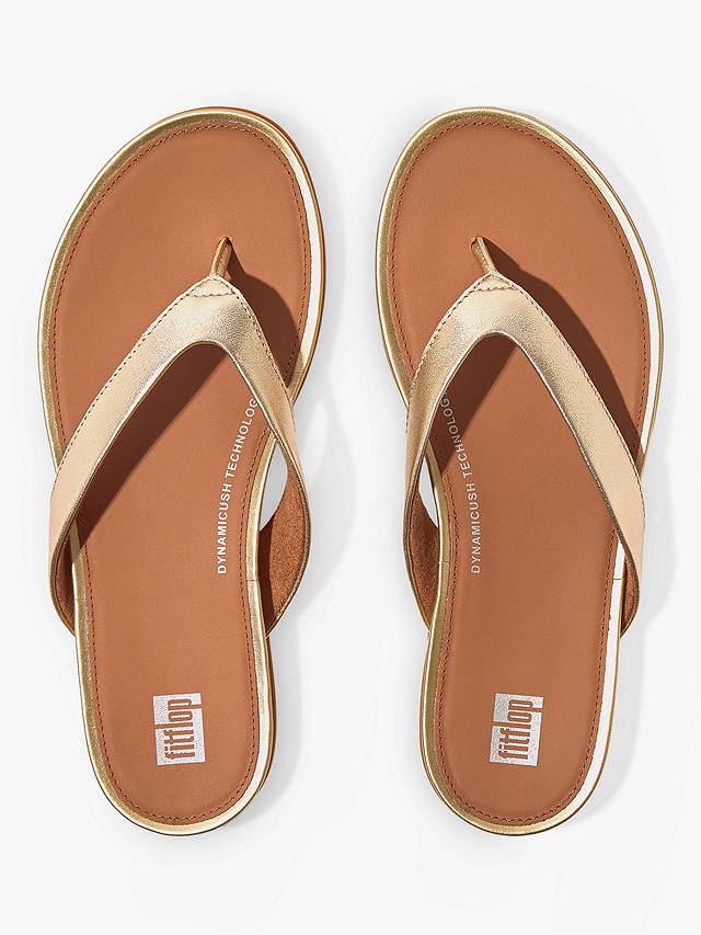 FitFlop Gracie Leather Flip Flops, Platino