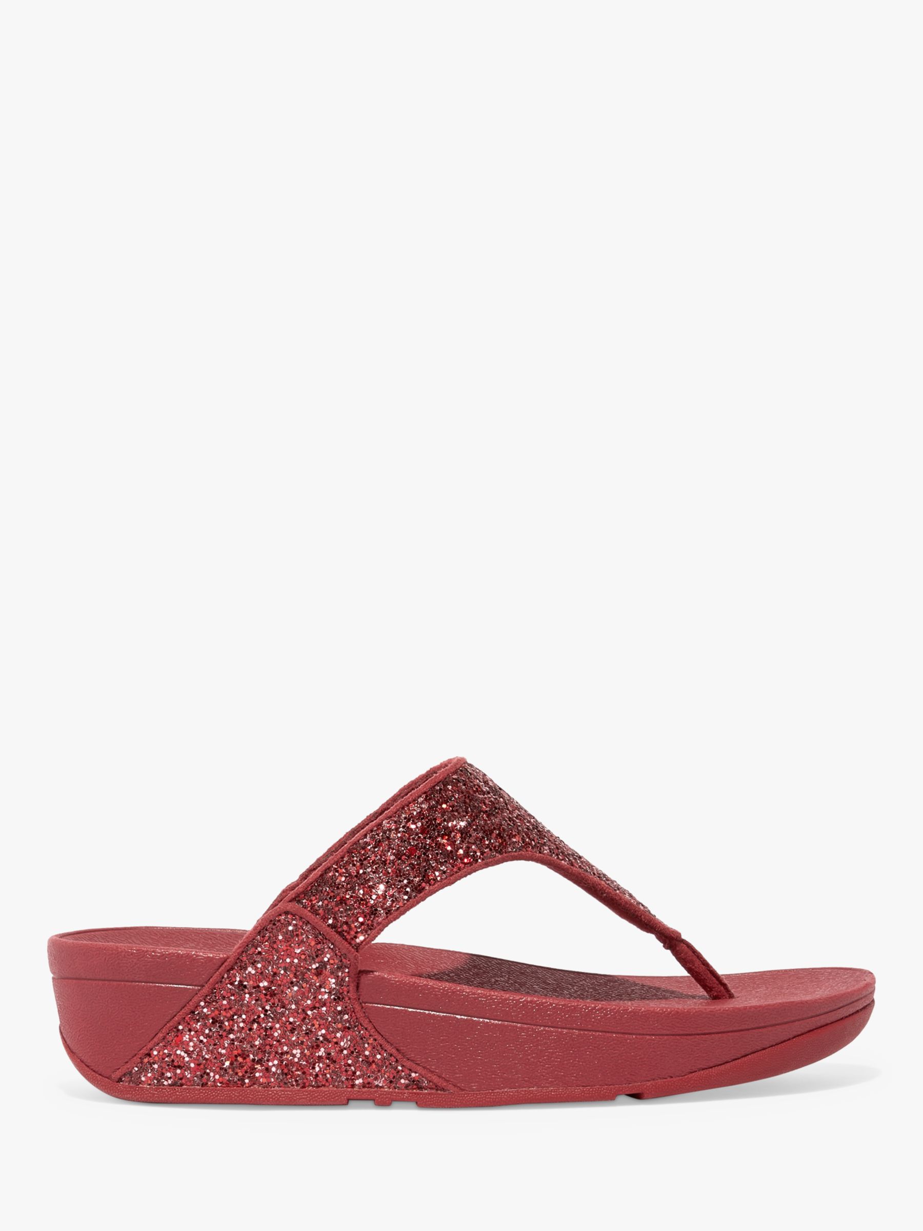 FitFlop Lulu Glitter Flip Flops, Dusky Red at John Lewis & Partners