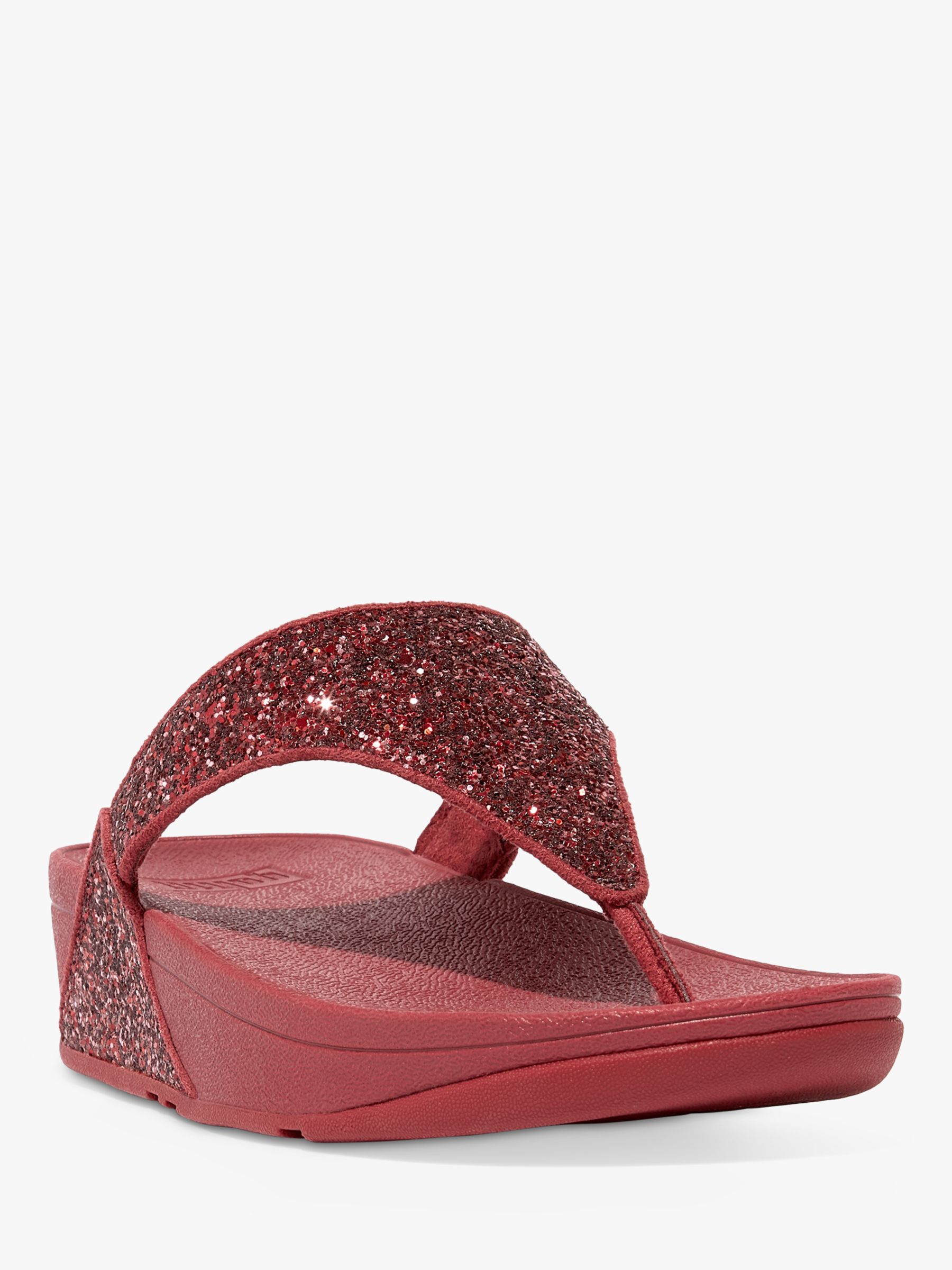 FitFlop Lulu Glitter Flip Flops, Dusky Red at John Lewis & Partners